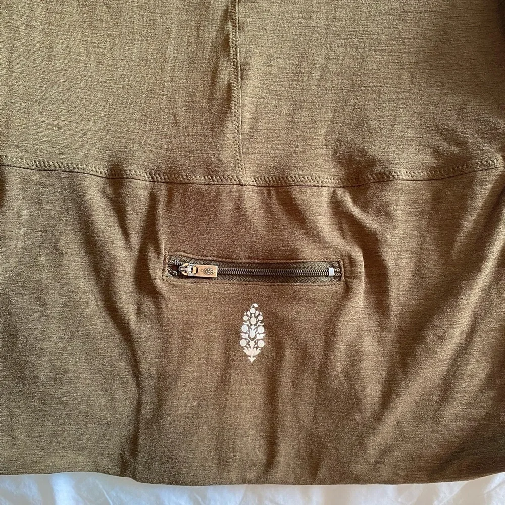 Free People Movement- OLIVE Green Sky High Long sleeve Top with back zipper